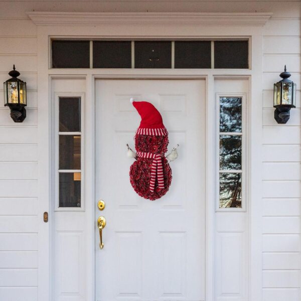 Fraser Hill Farm 25 in. Artificial Christmas Snowman Wreath with Hat and Striped Scarf