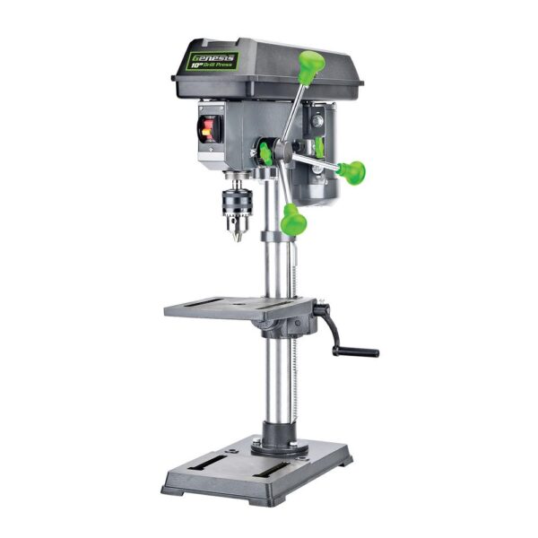 Genesis 4.1-Amp 10 in. 5-Speed Drill Press with 5/8 in. Chuck, Work Light, and Table Rotatable 360° and Tiltable 45°