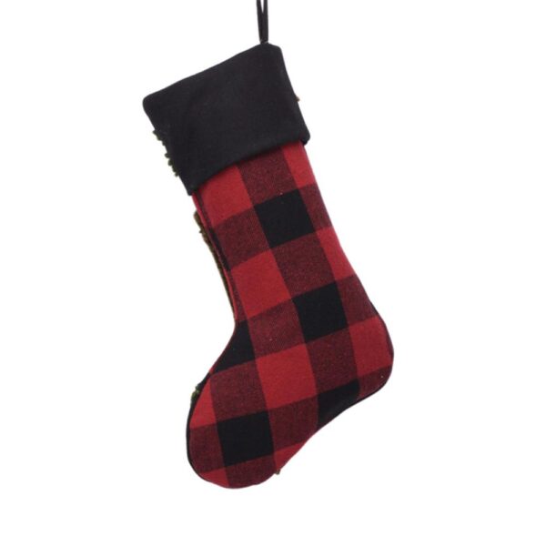 Glitzhome Plaid Stocking with Rug Hooked (Bear) 2-Pack