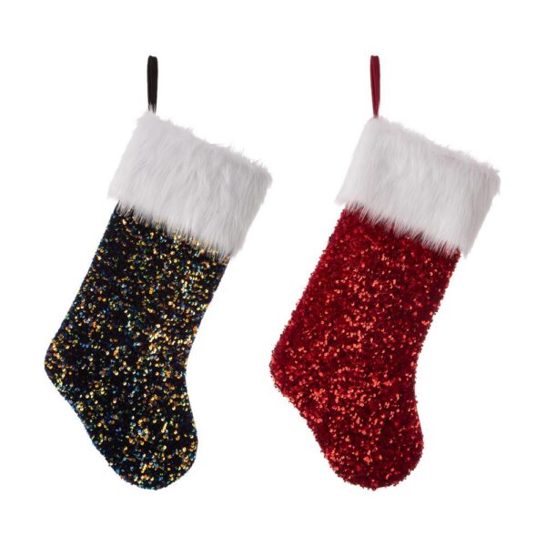 Glitzhome 21 in. H Polyester Sequin Christmas Stocking (set of 2)