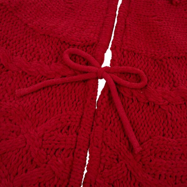 Glitzhome 52 in. D Knitted Polyester Red Christmas Tree Skirt