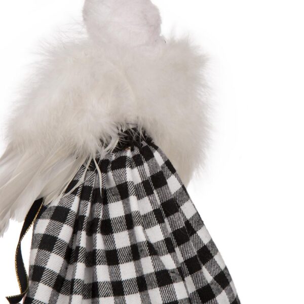 Glitzhome 12 in. H Black and White Plaid Angel Tree Top