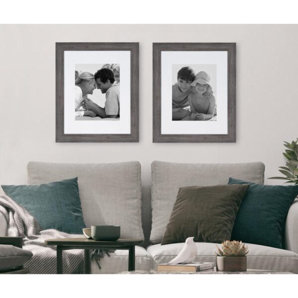 Kate and Laurel Edson 16 in. x 20 in. matted to 11 in. x 14 in. Gray Picture Frames (Set of 2)