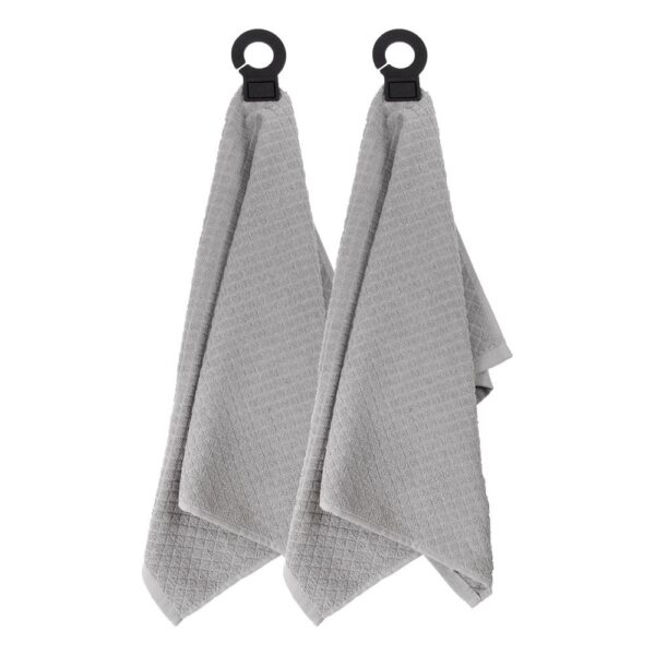 RITZ Hook and Hang Gray Woven Cotton Kitchen Towel (Set of 2)