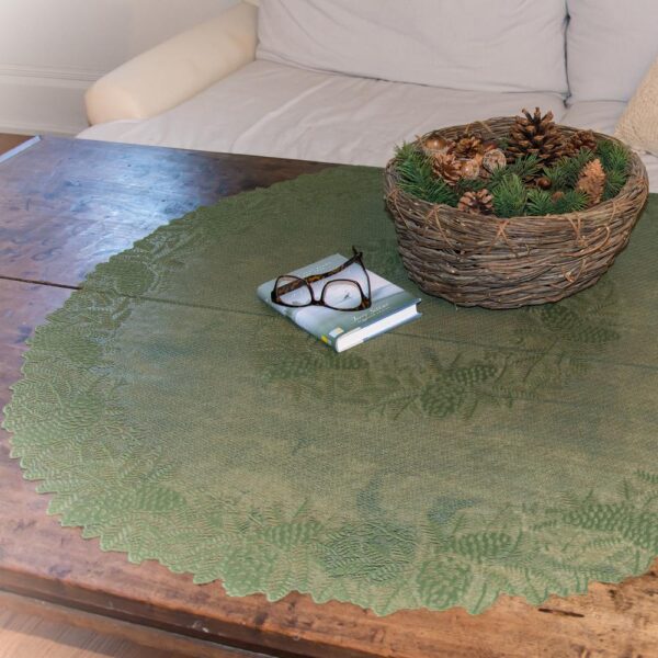 Heritage Lace Highland Pine 42 in. W x 42 in. L Aspen Green Floral Polyester Round Table Topper