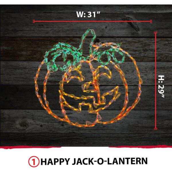 Haunted Hill Farm Happy Jack-O-Lantern Indoor/Outdoor LED Halloween Window Light