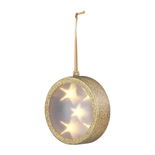 Haute Decor 4 in. Gold Lighted Holographic Ornament (1-Pack)