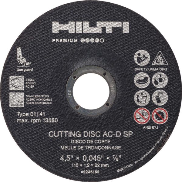 Hilti 4.5 in. x 0.045 in. x 7/8 in. AC-D SP Type 1 Premium Thin Abrasive Cutting Disc (25-Pack)