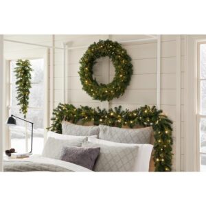9.25' LED Lighted Iridescent Tinsel Christmas Garland Warm White Lights