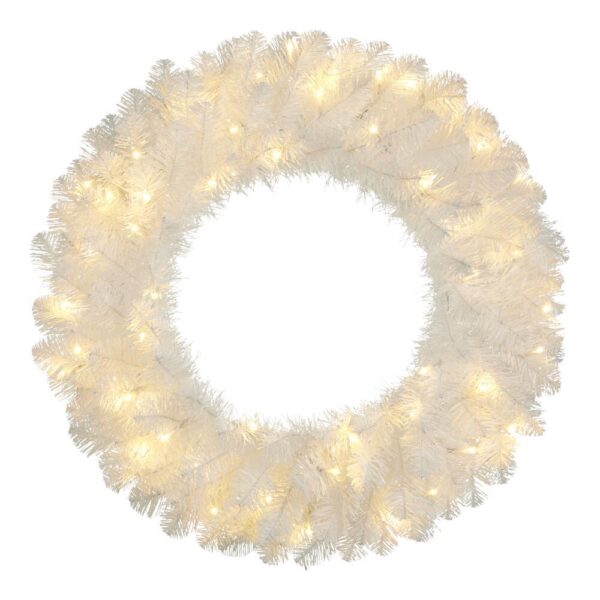 Home Accents Holiday 30 in. Uptown Pre-Lit LED Artificial Christmas Wreath with 136 Tips and 50 Warm White Micro Dot Lights