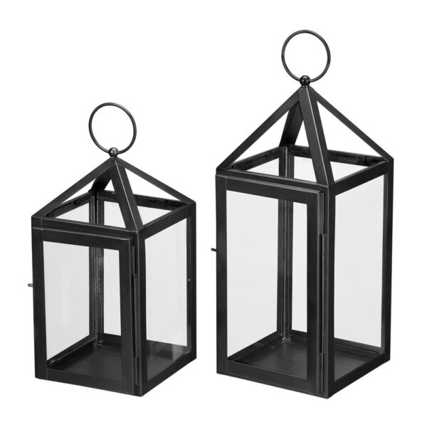 Home Decorators Collection Home Decorators Collection Black Powder Coated Metal Candle Hanging or Tabletop Lantern (Set of 2)