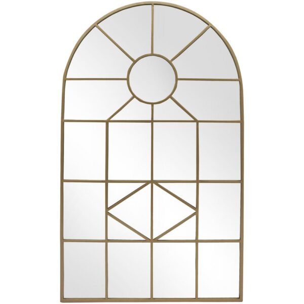 Home Decorators Collection Medium Arched Gold Windowpane Classic Accent Mirror (39 in. H x 24 in. W)