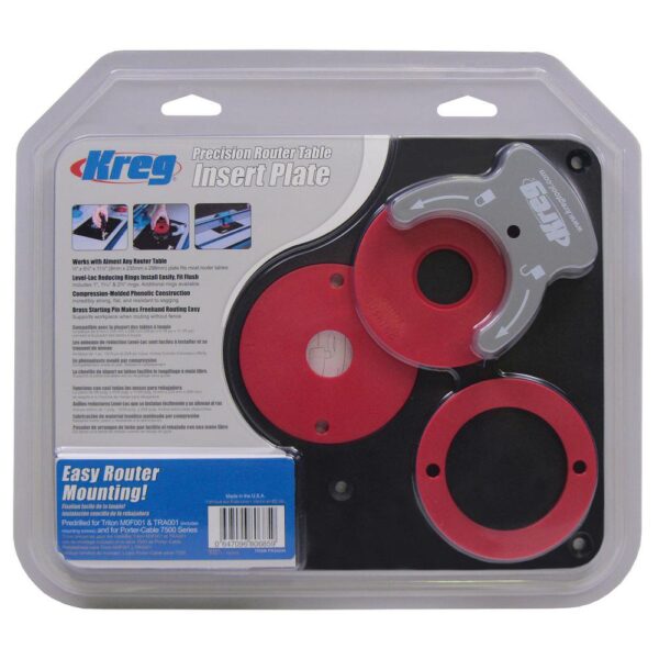 Kreg Precision Router Table Insert Plate with Level-Loc Rings (Predrilled Triton)