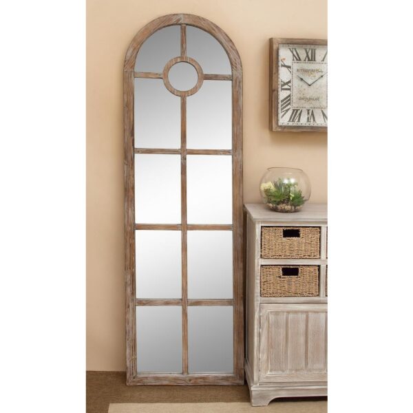 LITTON LANE Oversized Arch Distressed Brown Mirror (72 in. H x 23 in. W)