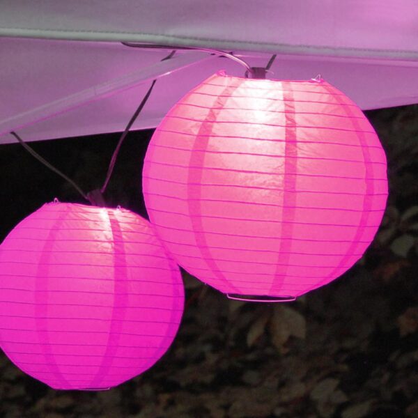 LUMABASE 10 in. 10-Light Fuchsia Paper Lantern String Lights