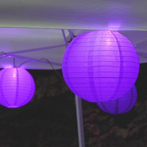 LUMABASE 10 in. 10-Light Purple Paper Lantern String Lights