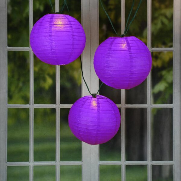 LUMABASE 10 in. 10-Light Purple Paper Lantern String Lights