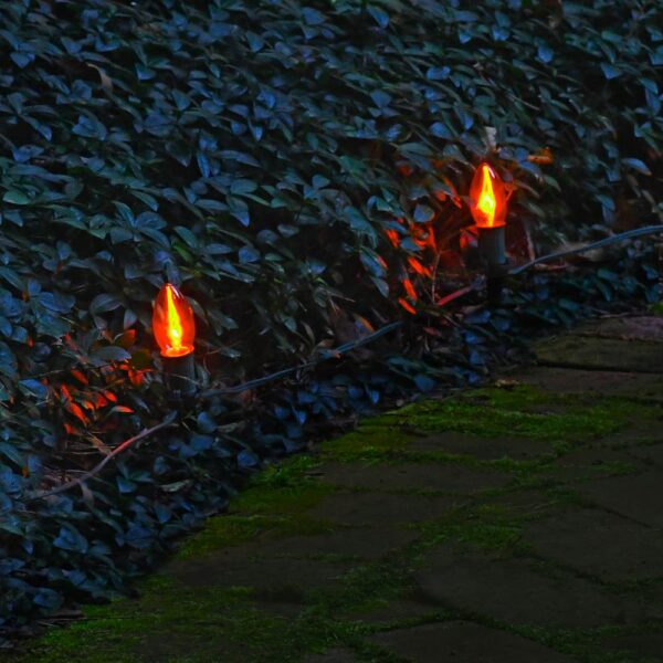 LUMABASE Electric Orange Halloween Pathway Lights with 8-Flame Effect Lights
