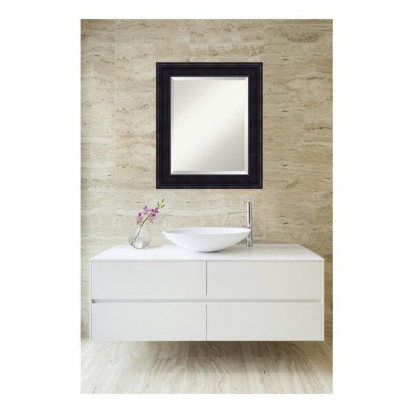 Amanti Art Annatto 21 in. W x 25 in. H Framed Rectangular Beveled Edge Bathroom Vanity Mirror in Mahogany