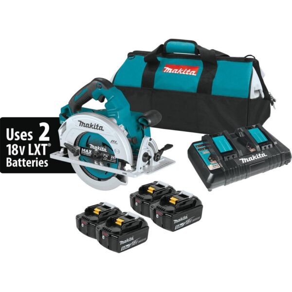 Makita 18-Volt X2 LXT Lithium-Ion (36-Volt) Brushless Cordless 7-1/4 in. Circular Saw Kit with 4 Batteries (5.0Ah)
