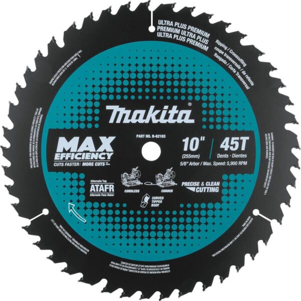 Makita 10 in. 45T Carbide-Tipped Max Efficiency Miter Saw Blade