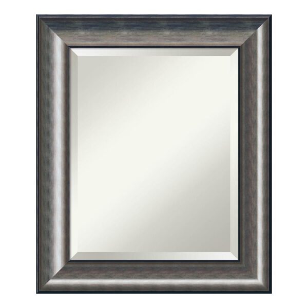 Amanti Art Quick Metallic Silver Scoop Wood 22 in. W x 26 in. H Single Contemporary Bathroom Vanity Mirror