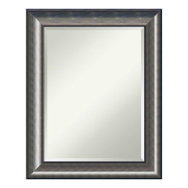 Amanti Art Quicksilver 24 in. W x 30 in. H Framed Rectangular Beveled Edge Bathroom Vanity Mirror in Metallic Silver