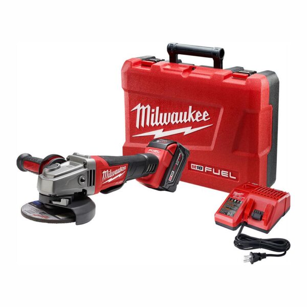 Milwaukee M18 FUEL 18-Volt Lithium-Ion Brushless Cordless 4-1/2 in./5 in. Grinder with Paddle Switch Kit One 5.0 Ah Batteries