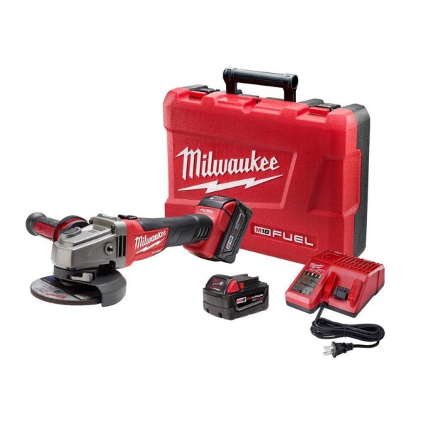 Milwaukee M18 FUEL 18-Volt Lithium-Ion Brushless Cordless 4-1/2 in./5 in. Grinder with Slide Switch Kit with Two 5.0Ah Batteries