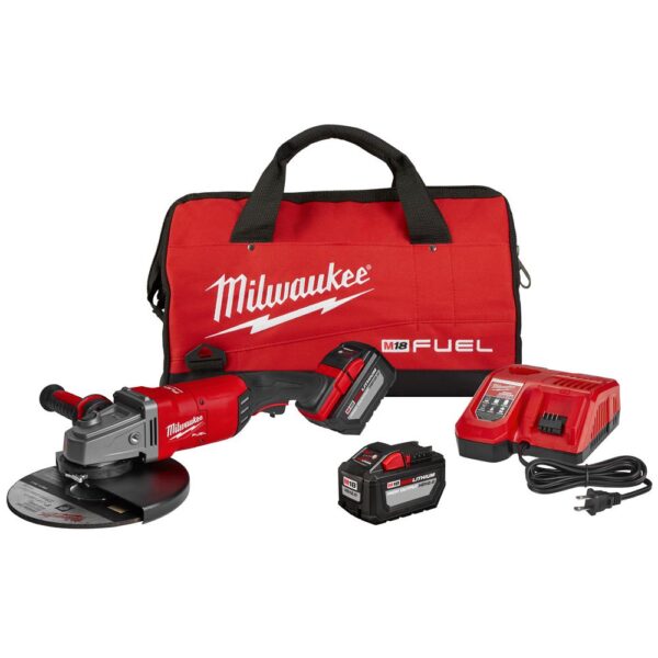 Milwaukee M18 FUEL 18-Volt Lithium-Ion Brushless Cordless 7/9 in. Grinder Kit W/ (2) 12.0Ah Batteries, Bag & Rapid Charger