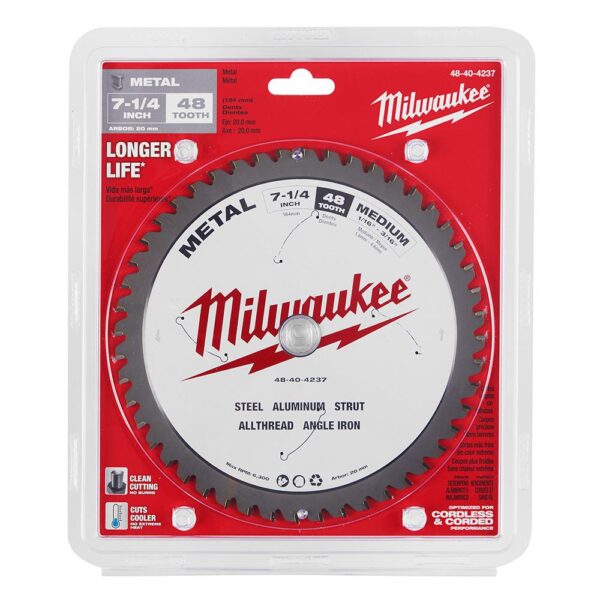 Milwaukee 7-1/4 in. x 48 Carbide Teeth Metal Cutting Circular Saw Blade
