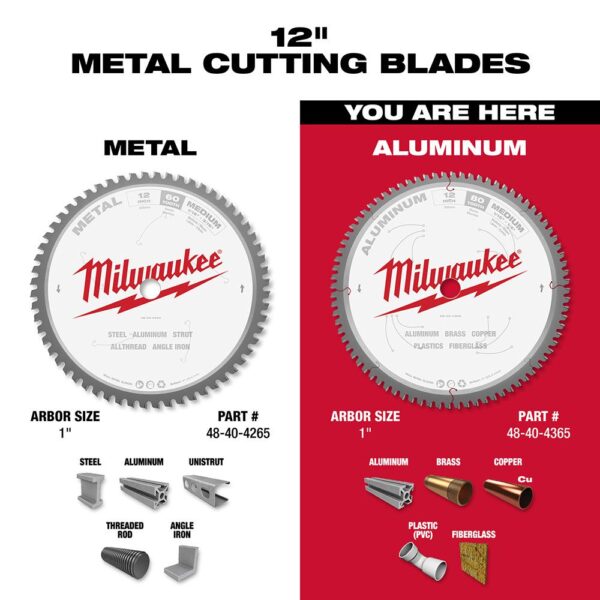 Milwaukee 12 in. x 80 Carbide Teeth Aluminum Cutting Circular Saw Blade