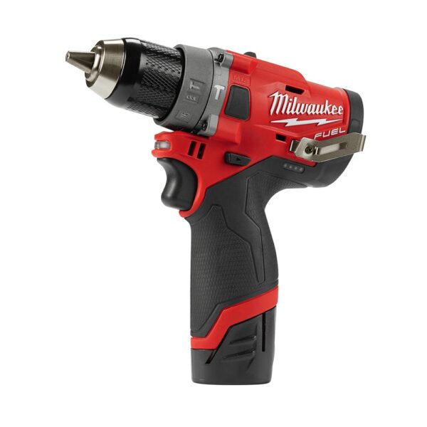 Milwaukee M12 FUEL 12-Volt Lithium-Ion Brushless Cordless 1/2 in. Hammer Drill Kit with 4.0 Ah and 2.0 Ah Battery and Hard Case