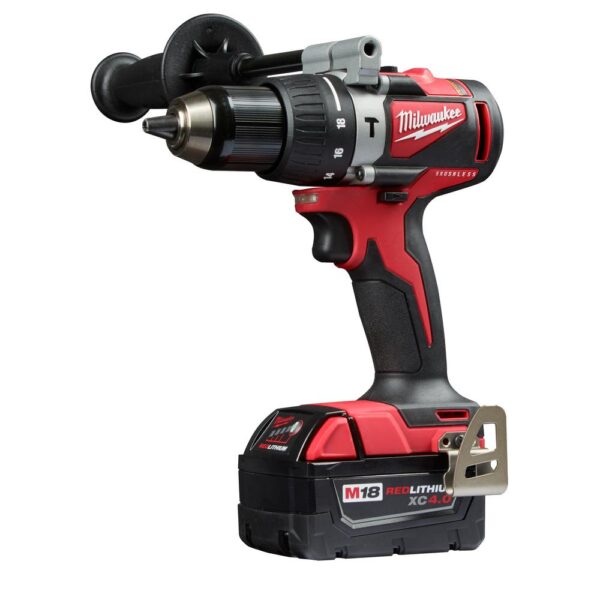 Milwaukee M18 18-Volt Lithium-Ion Brushless Cordless 1/2 in. Compact Hammer Drill/Driver Kit w/Two 4.0Ah Batteries and Hard Case