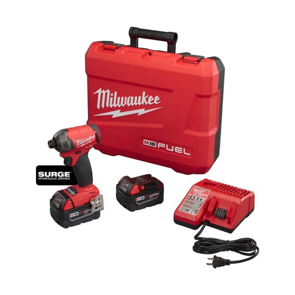 Milwaukee M18 FUEL SURGE 18-Volt Lithium-Ion Brushless Cordless 1/4 in. Hex Impact Driver Compact Kit with Two 5.0 Ah Batteries