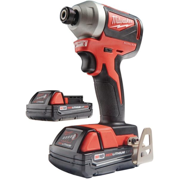 Milwaukee M18 18-Volt Lithium-Ion Brushless Cordless 1/4 in. Impact Driver Kit with Two 2.0 Ah Batteries, Charger and Hard Case