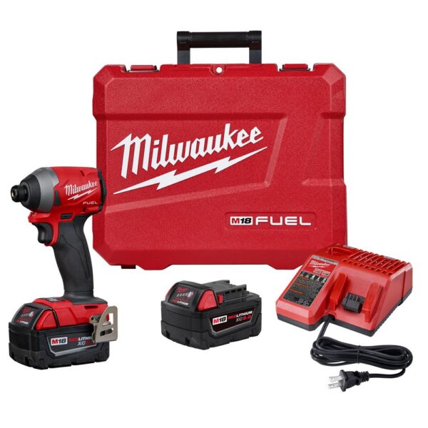 Milwaukee M18 FUEL 18-Volt Lithium-Ion Brushless Cordless 1/4 in. Hex Impact Driver Kit with Two 5.0Ah Batteries Charger Hard Case