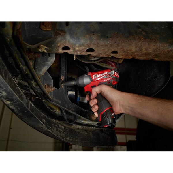Milwaukee M12 FUEL 12-Volt Lithium-Ion Brushless Cordless 3/8 in. Impact Wrench Kit w/Two 2.0 Ah Batteries, Charger and Tool Bag