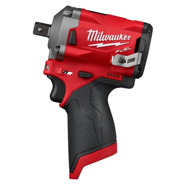 Milwaukee M12 FUEL 12-Volt Lithium-Ion Brushless Cordless Stubby 1/2 in. Impact Wrench with Pin Detent (Tool-Only)