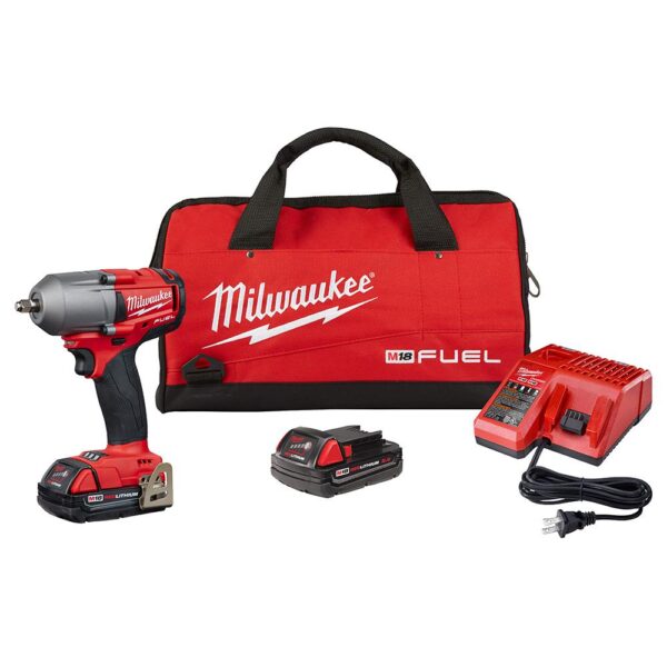 Milwaukee M18 FUEL 18-Volt Lithium-Ion Mid Torque Brushless Cordless 3/8 in. Impact Wrench W/ Friction Ring W/(2) 2.0Ah Batteries