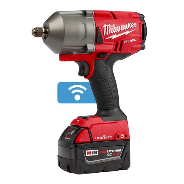 Milwaukee M18 FUEL ONE-KEY 18-Volt Lithium-Ion Brushless Cordless 1/2 in. Impact Wrench w/ Pin Detent Kit w/(2) 5.0Ah Batteries