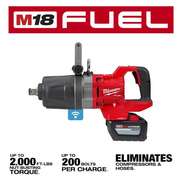Milwaukee M18 FUEL 18-Volt Lithium-Ion Brushless Cordless 1 in. Impact Wrench with D-Handle Kit with Two 12.0 Ah Batteries
