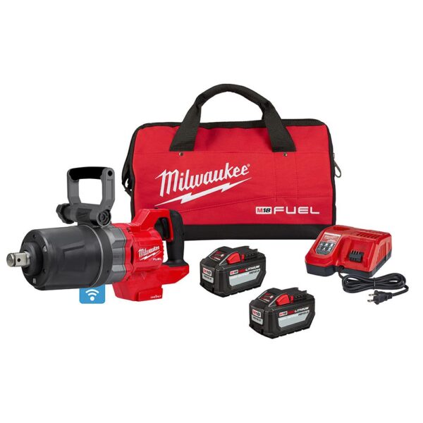 Milwaukee M18 FUEL 18-Volt Lithium-Ion Brushless Cordless 1 in. Impact Wrench with D-Handle Kit with Two 12.0 Ah Batteries