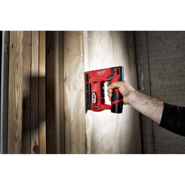Milwaukee M12 12-Volt Lithium-Ion Cordless Jig Saw and 3/8 in. Crown Stapler Combo Kit W/ (1) 2.0Ah Battery and Charger