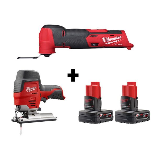 Milwaukee M12 FUEL 12-Volt Lithium-Ion Cordless Oscillating Multi-Tool and Jig Saw with two 3.0 Ah Batteries