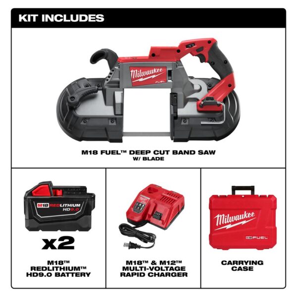 Milwaukee M18 FUEL 18-Volt Lithium-Ion Brushless Cordless Deep Cut Band Saw Kit  W/(2) 9.0Ah Batteries, Rapid Charger & Hard Case