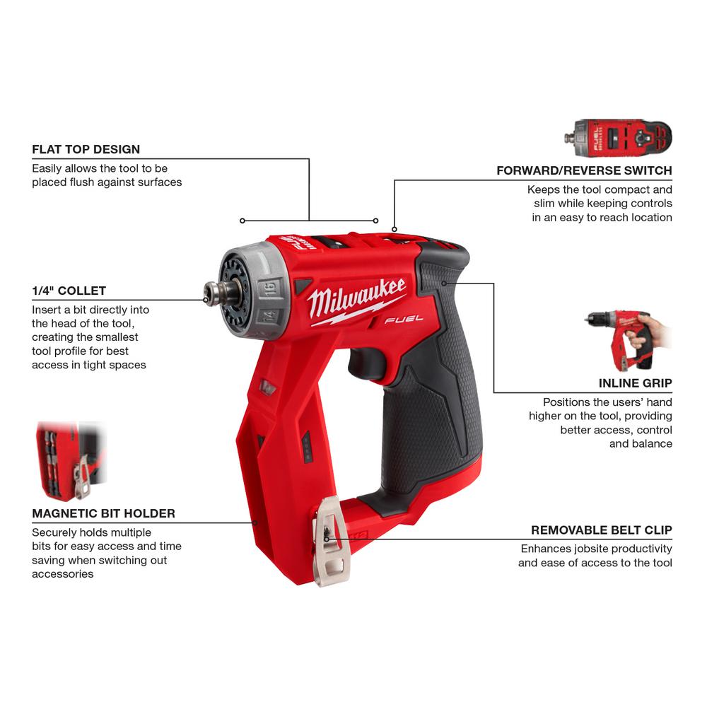 Milwaukee 2505-20 M12 12V Fuel 4-in-1 Installation Drill/Driver Cordless  Lithium-Ion 