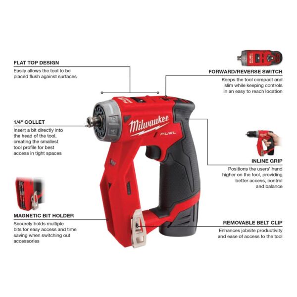 Milwaukee M12 FUEL 12-Volt Lithium-Ion Brushless Cordless 4-in-1 Installation 3/8 in. Drill Driver Kit W/ M12 3/8 in. Ratchet