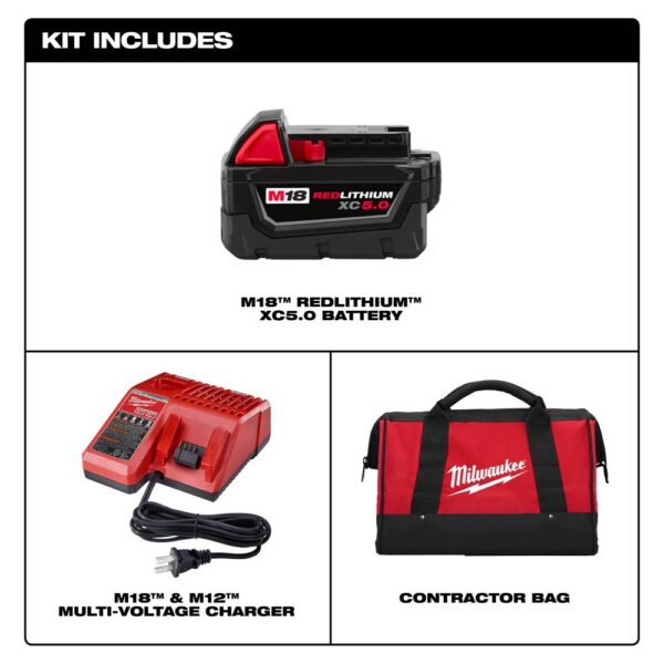 Milwaukee M18 18-Volt Lithium-Ion 5.0 Ah Battery and Charger Starter Kit with Tool Bag
