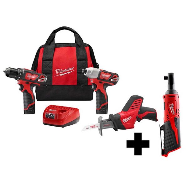Milwaukee M12 12-Volt Lithium-Ion Cordless Combo Kit (3-Tool) with M12 3/8 in. Ratchet